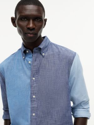 Мужские рубашки Tommy Hilfiger Classic Fit Colorblock Chambray Shirt — фото 3