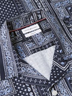 Classic Fit Bandana Patchwork Camp Shirt — Carbon Navy 6