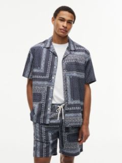 Classic Fit Bandana Patchwork Camp Shirt — Carbon Navy 1