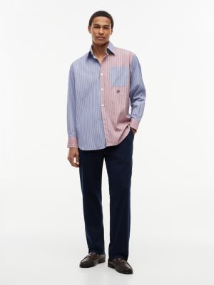 Мужская рубашка Tommy Hilfiger Relaxed Fit Mixed-Stripe, цвет: Синий разноцветный полосатый — фото 2