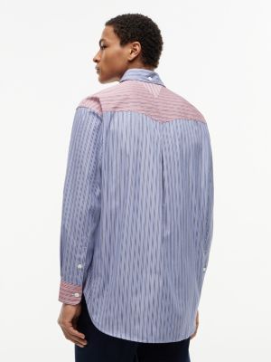 Мужская рубашка Tommy Hilfiger Relaxed Fit Mixed-Stripe, цвет: Синий разноцветный полосатый — фото 4