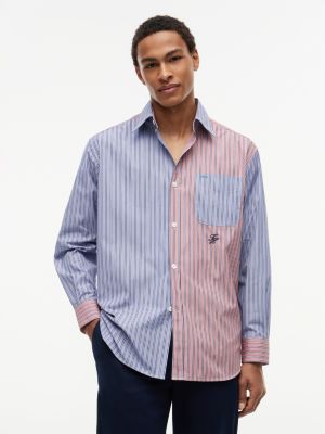 Relaxed Fit Mixed-Stripe Shirt, Cloudy Blue Multi Stripe