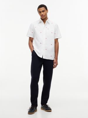 Мужские рубашки Tommy Hilfiger Classic Fit Allover Flag Oxford Shirt — фото 2