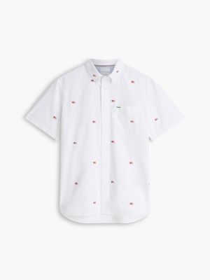 Мужские рубашки Tommy Hilfiger Classic Fit Allover Flag Oxford Shirt — фото 5