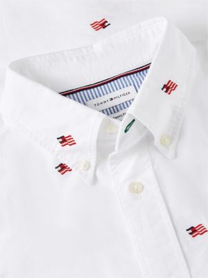 Мужские рубашки Tommy Hilfiger Classic Fit Allover Flag Oxford Shirt — фото 6