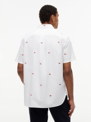 Мужские рубашки Tommy Hilfiger Classic Fit Allover Flag Oxford Shirt — фото 4