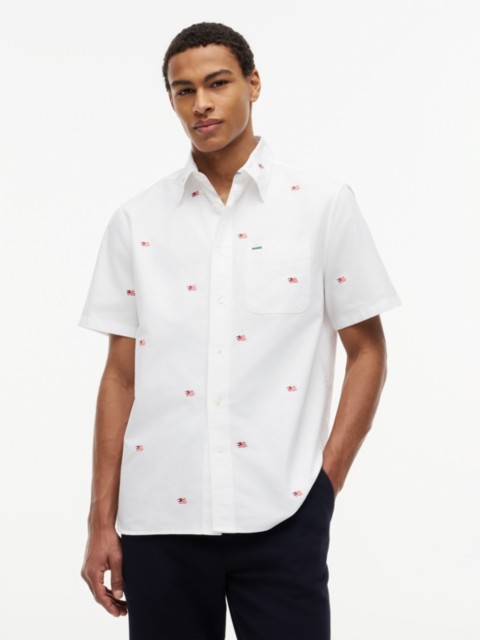 Мужские рубашки Tommy Hilfiger Classic Fit Allover Flag Oxford Shirt