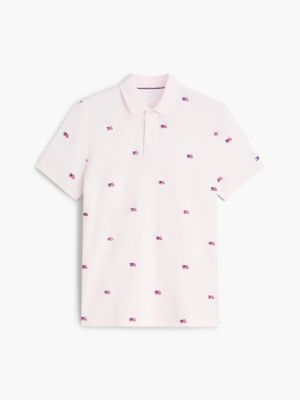 Мужские топы Tommy Hilfiger Regular Fit Allover Flag Logo Pique Polo — фото 5