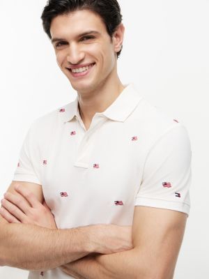 Мужские топы Tommy Hilfiger Regular Fit Allover Flag Logo Pique Polo — фото 3