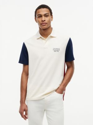 Classic Fit Colorblock Pique Polo, Ivory Petal