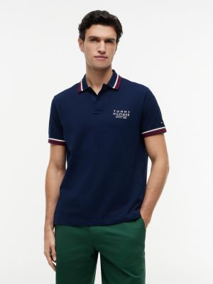 Regular Fit Tipped Smooth Cotton Polo, Carbon Navy
