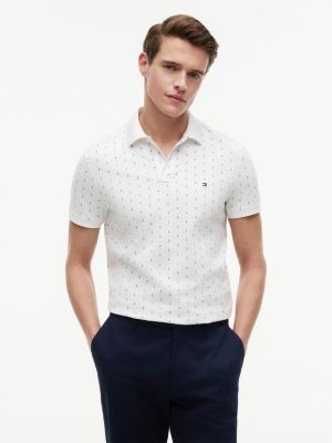 Regular Fit Anchor Print Interlock Polo, White