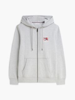 Embroidered Wavy Flag Logo Zip Hoodie — Light Grey Heather 5