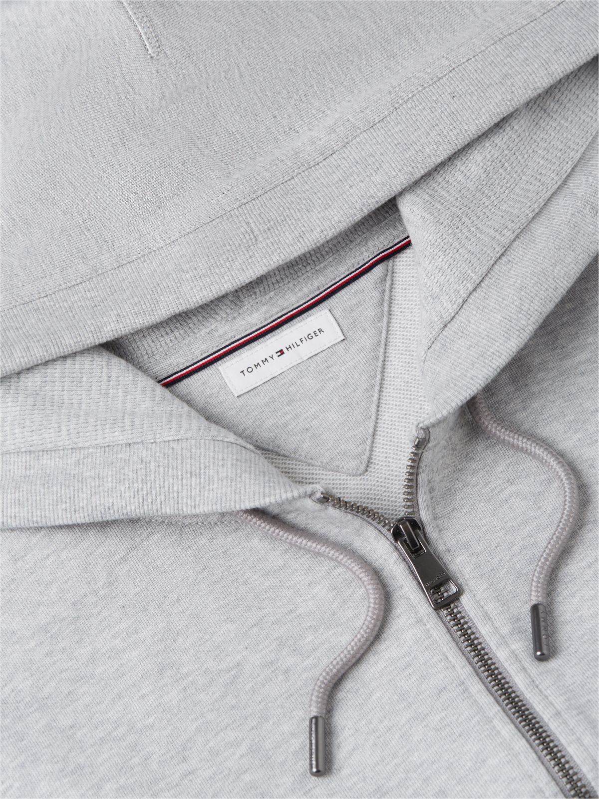 Embroidered Wavy Flag Logo Zip Hoodie — Light Grey Heather