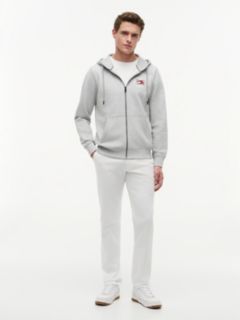 Embroidered Wavy Flag Logo Zip Hoodie — Light Grey Heather 2