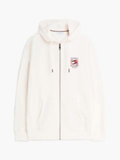 Embroidered Wavy Flag Logo Zip Hoodie — Ivory Petal 5