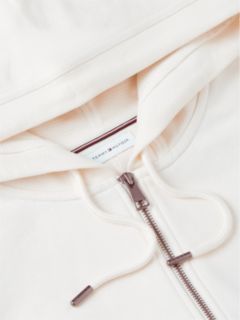 Embroidered Wavy Flag Logo Zip Hoodie — Ivory Petal 6