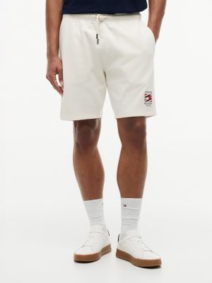 Regular Fit Wavy Flag Logo Sweatshort, Ivory Petal
