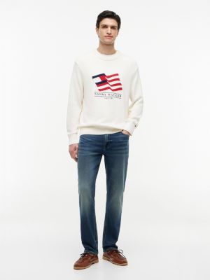Мужские свитеры Tommy Hilfiger Relaxed Wavy Flag Logo Crewneck Sweater — фото 2