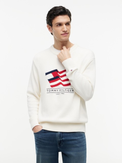Мужские свитеры Tommy Hilfiger Relaxed Wavy Flag Logo Crewneck Sweater