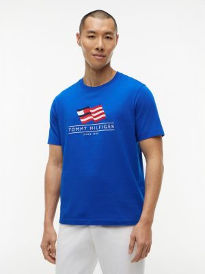 Wavy Flag Logo T-Shirt, Regal Blue