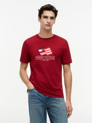 Wavy Flag Logo T-Shirt, Regatta Red