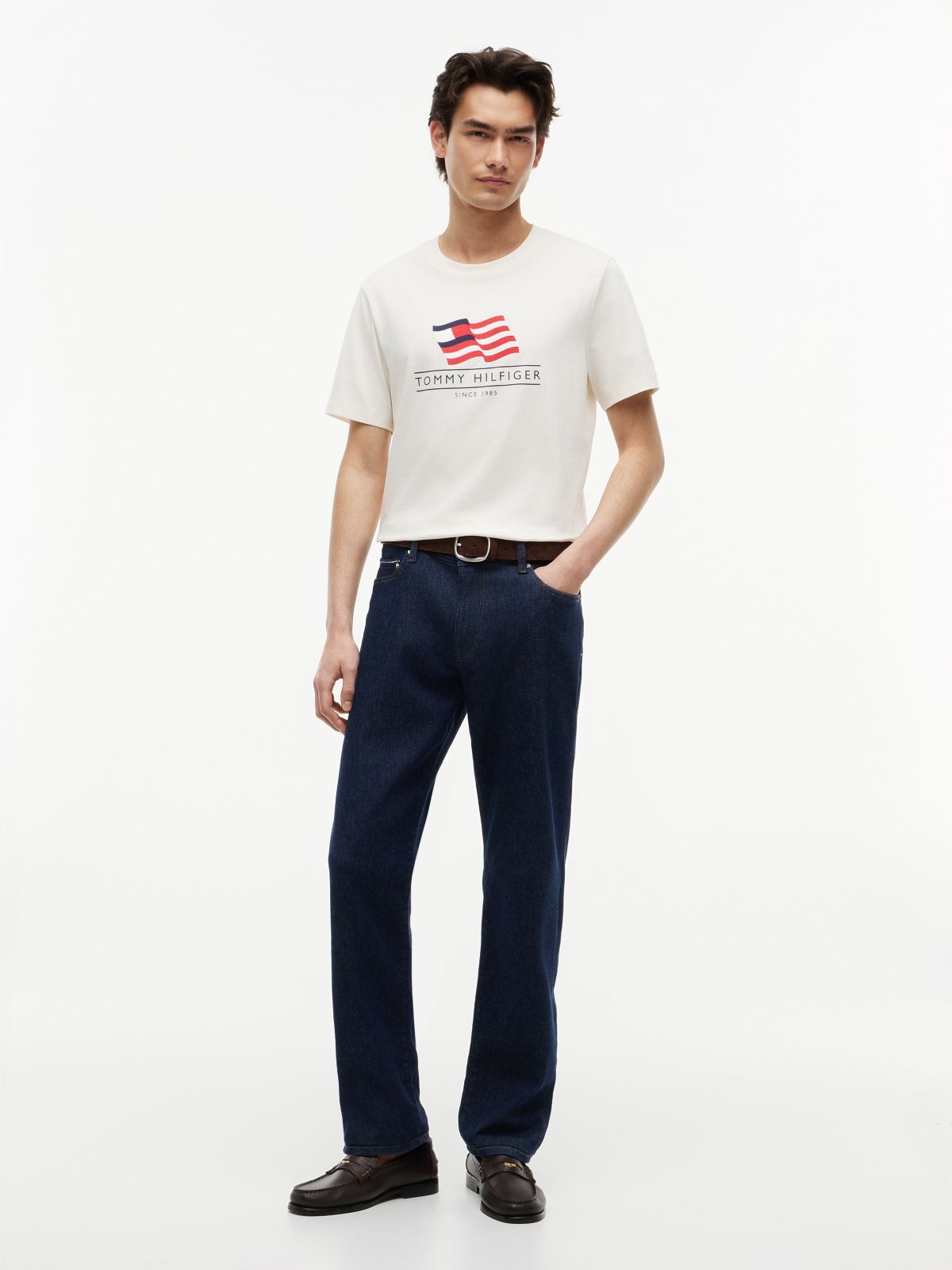 Wavy Flag Logo T-Shirt — Ivory Petal