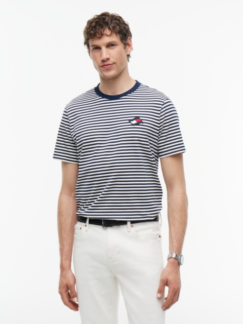 Мужские футболки Tommy Hilfiger Wavy Flag Patch Striped T-Shirt
