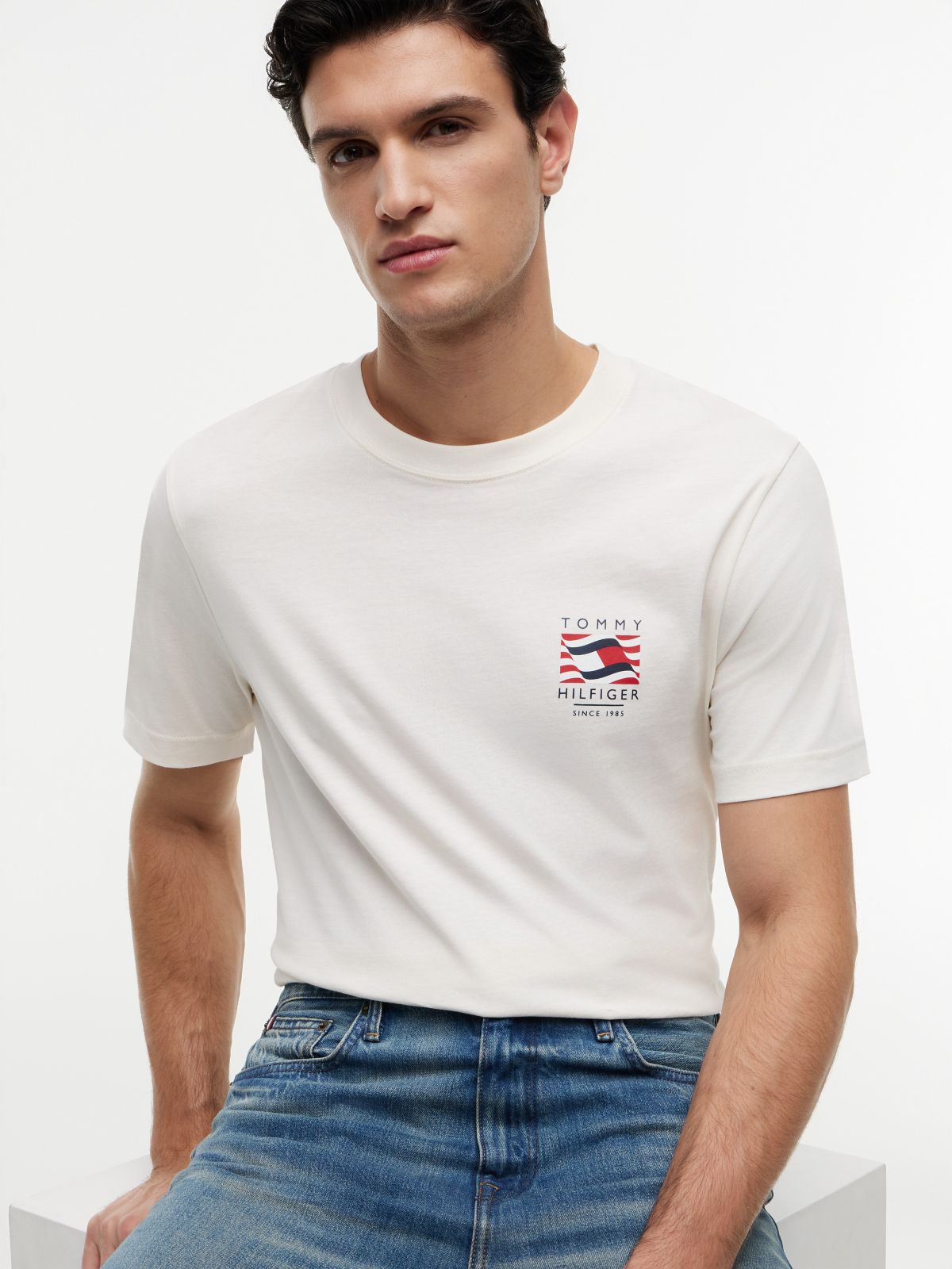 Box Flag Logo T-Shirt — Ivory Petal