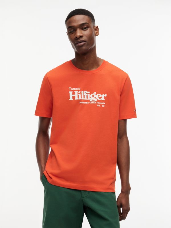 Nautical Hilfiger Logo T-Shirt — Brilliant Orange
