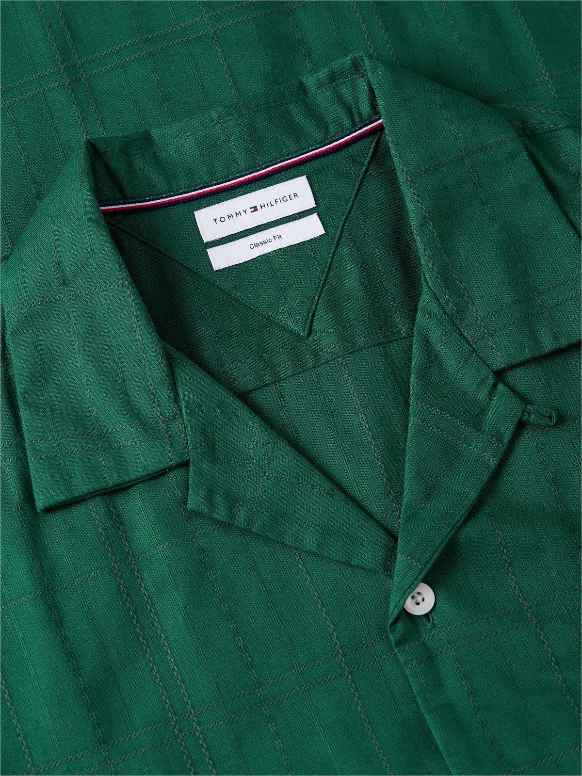 Classic Fit Windowpane Dobby Camp Shirt — Street Green