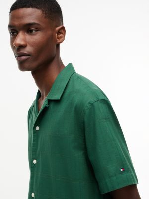 Мужские рубашки Tommy Hilfiger Classic Fit Windowpane Dobby Camp Shirt — фото 3