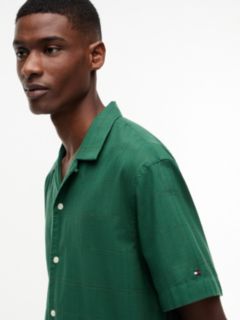 Classic Fit Windowpane Dobby Camp Shirt — Street Green 3