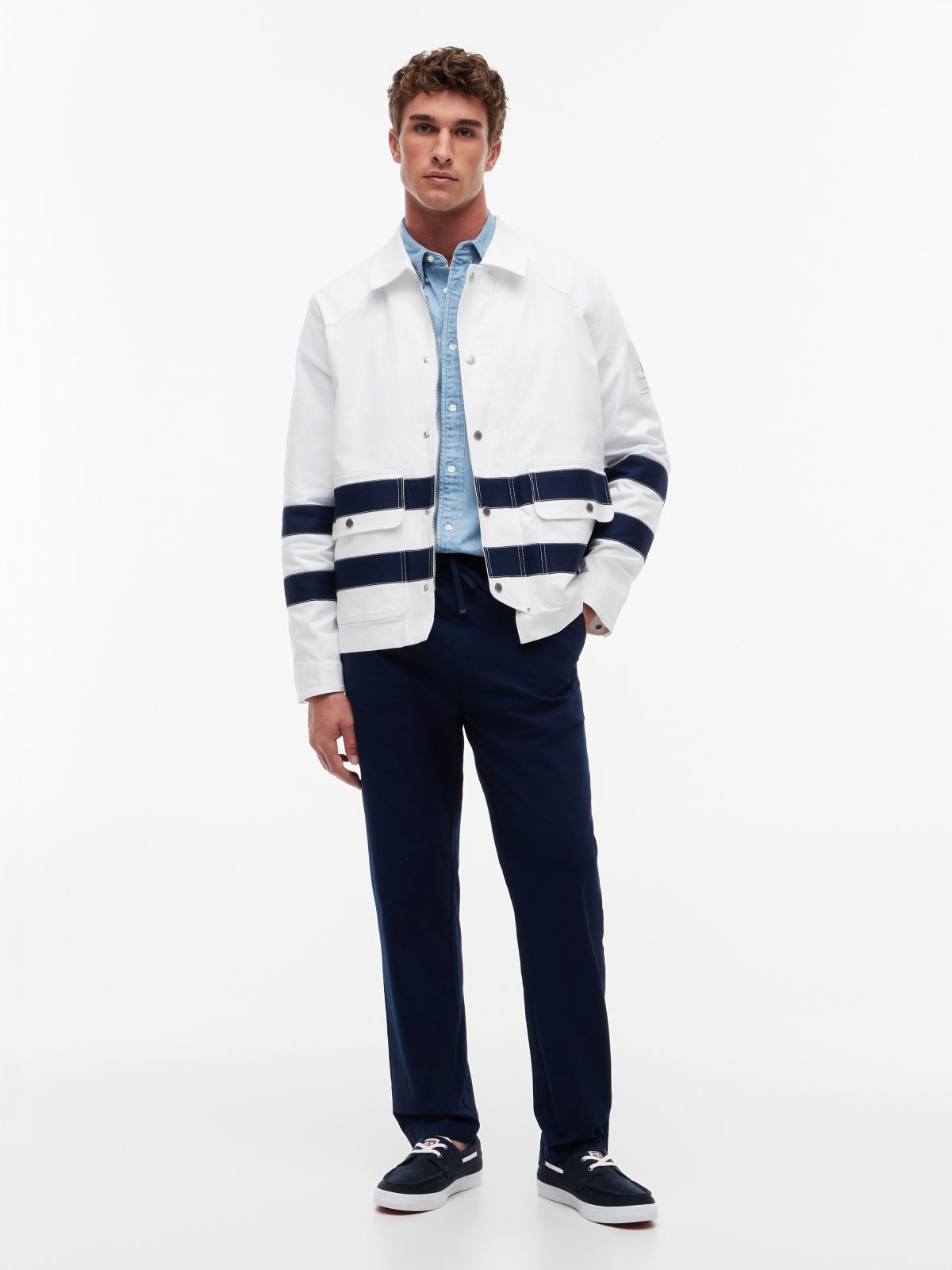 Nautical Stripe Jacket — White/Navy Stripe