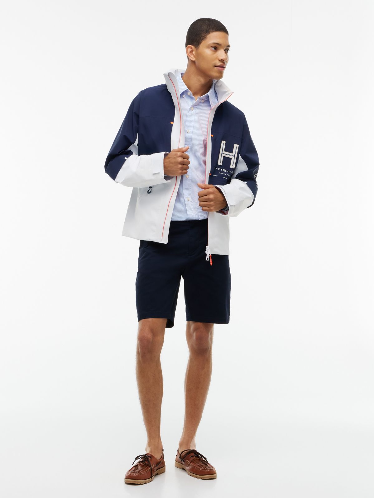Marina Club Waterproof Regatta Jacket — Navy White Colorblock