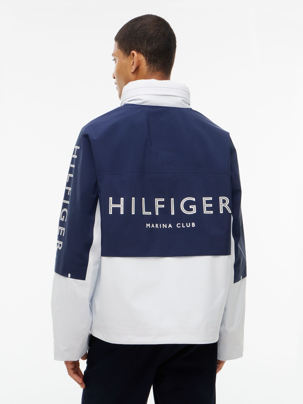 Marina Club Waterproof Regatta Jacket — Navy White Colorblock
