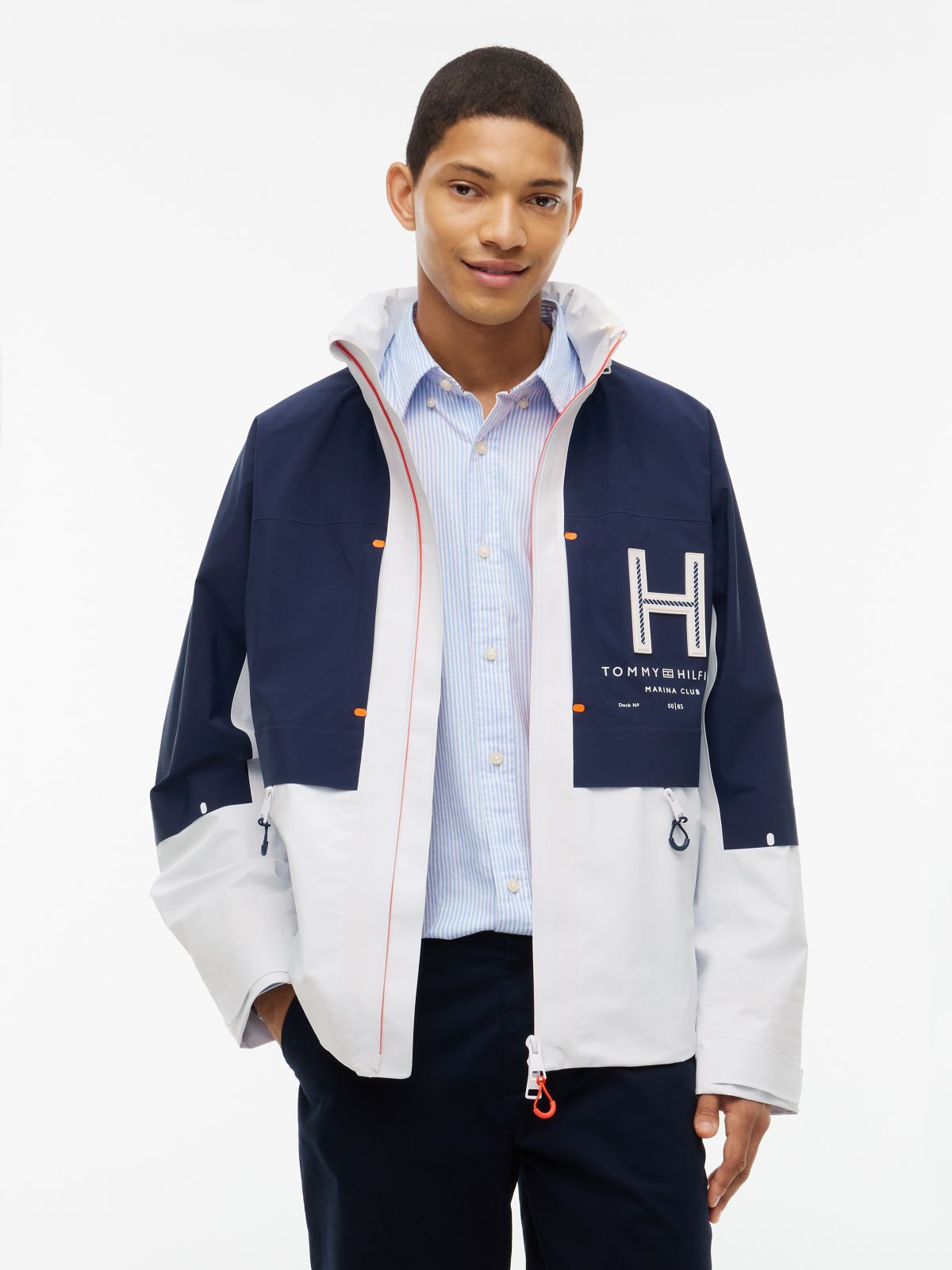 Marina Club Waterproof Regatta Jacket — Navy White Colorblock