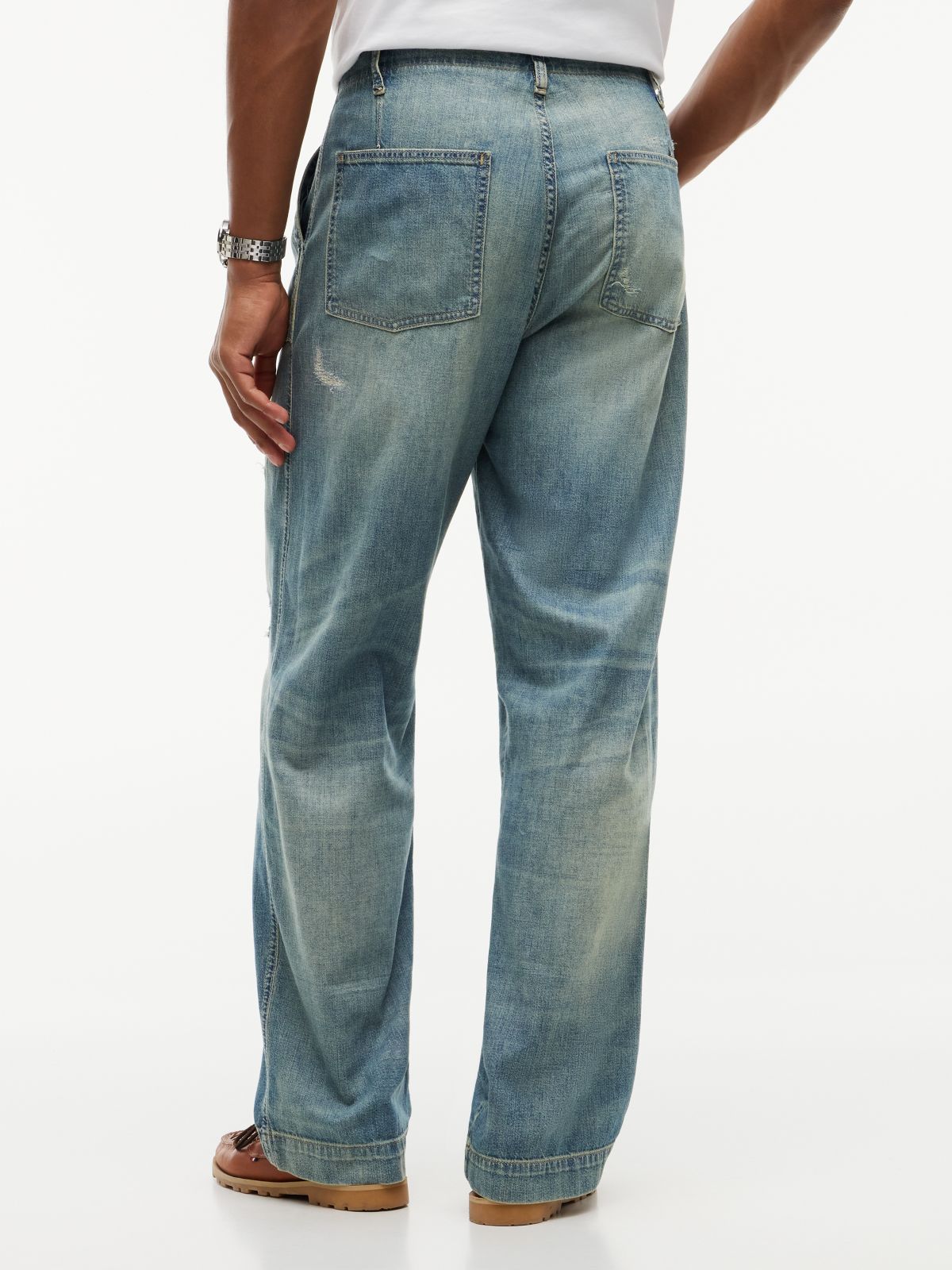 Distressed Loose Fit Utility Jean — Zed Indigo