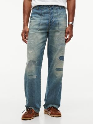 Distressed Loose Fit Utility Jean, Zed Indigo
