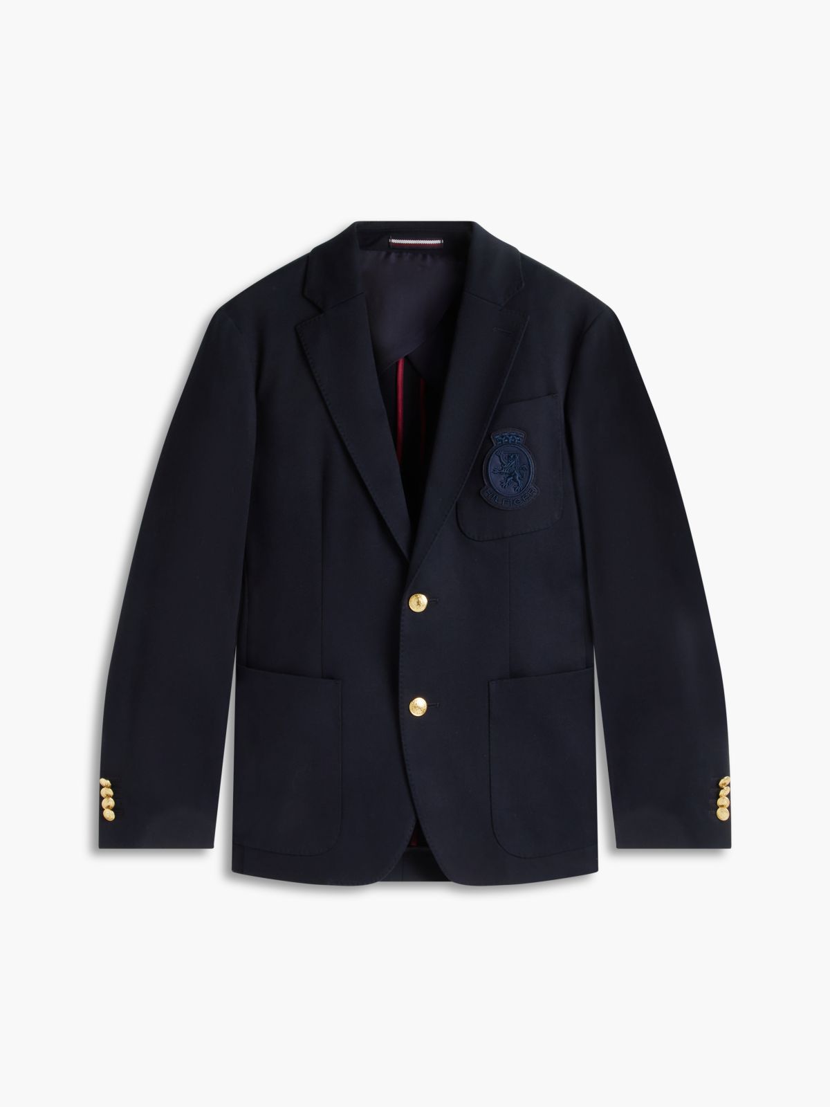 Crest Logo Stretch-Cotton Club Blazer — Navy