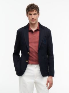 Crest Logo Stretch-Cotton Club Blazer — Navy 1