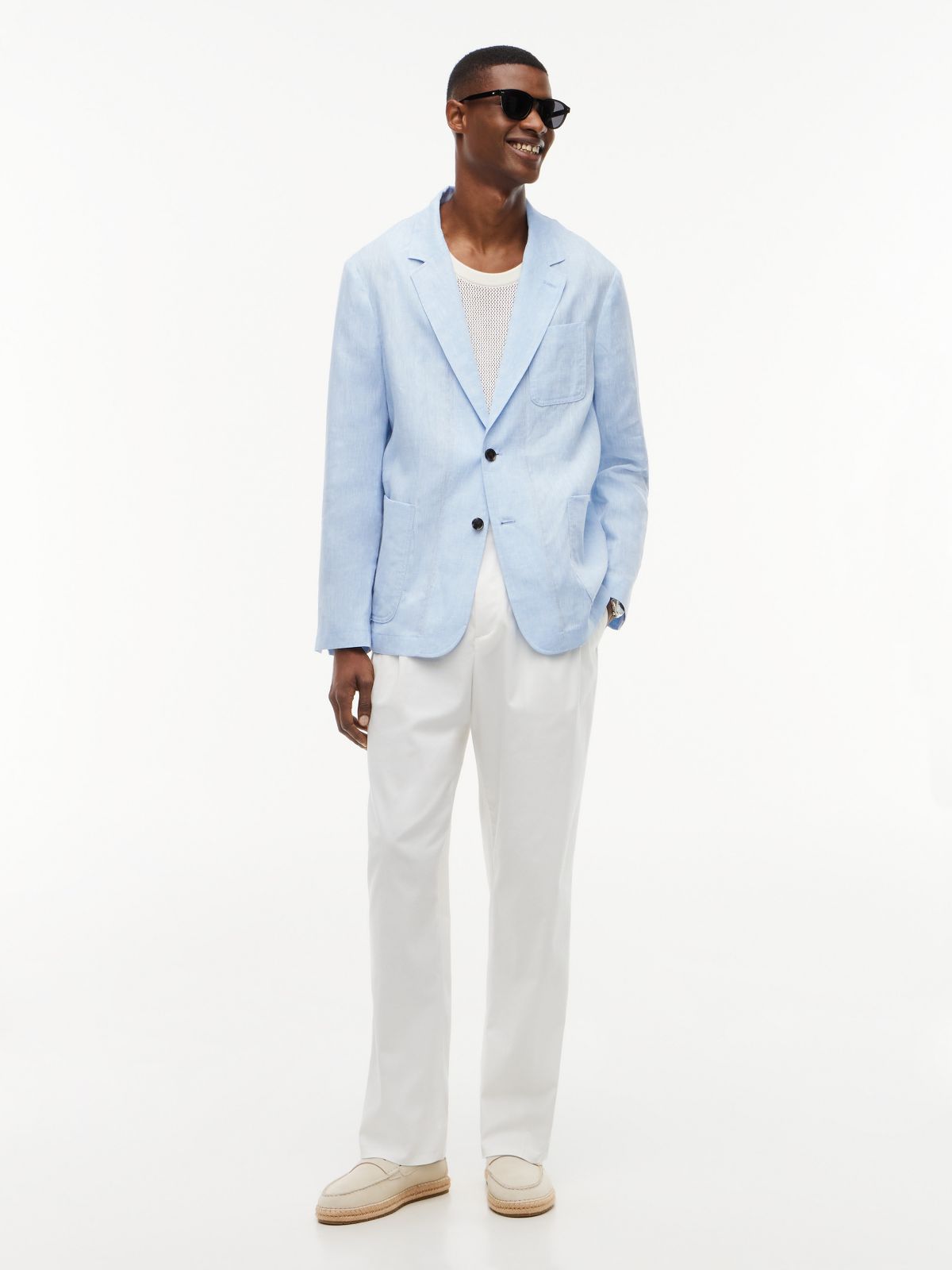 Linen Casual Blazer — Cloudy Blue