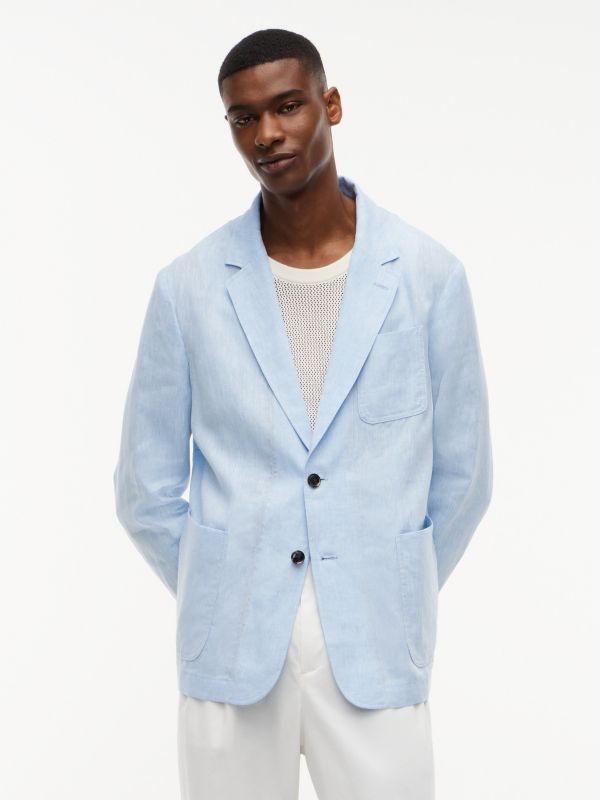 Linen Casual Blazer — Cloudy Blue