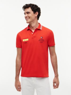 Regular Fit Spain Soccer Polo, Cajun Red