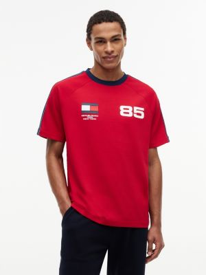 Relaxed Fit Retro Soccer T-Shirt, Medium Red