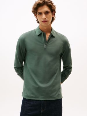 Smooth Cotton Performance Zip Polo, Mountain Spruce