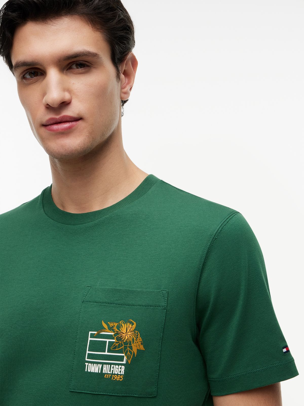 Floral Flag Logo Pocket T-Shirt — Street Green