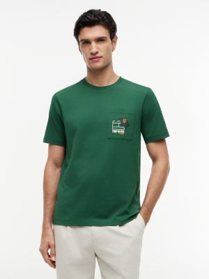 Floral Flag Logo Pocket T-Shirt, Street Green
