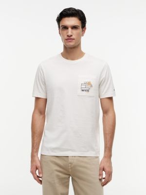 Floral Flag Logo Pocket T-Shirt, Ivory Petal