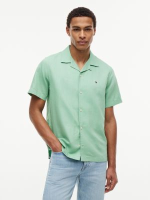 Regular Fit Cotton-Linen Camp Shirt, Cut Grass